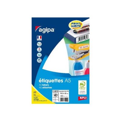 AGIPA Etiquette adh&eacute;sive  A5 19,4x32 - etui 640