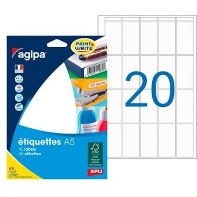 APLI Etiquette adh&eacute;sive Agipa A5 25x48,5 - etui 320