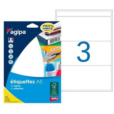 APLI Etiquette adh&eacute;sive Agipa A5 64x133 - etui 48