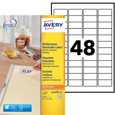 AVERY Etiquette enlevable  45,7x21,2 - boite de 1200