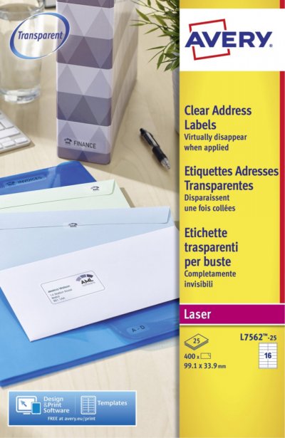 AVERY DENNISON Etiquette laser Avery invisible 99.1x33.9 - boite de 400