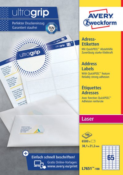 AVERY Etiquette mini adresse 38x21 - boite de 6500