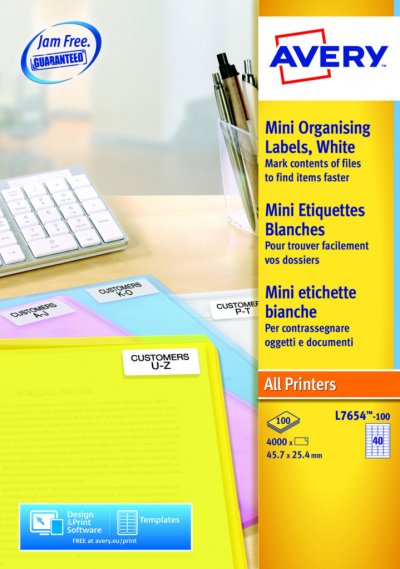 AVERY Etiquette mini adresse  45.7x25.4 - boite de 4000