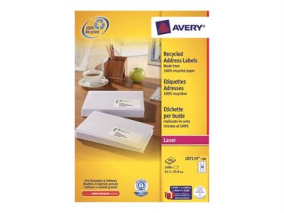 AVERY Etiquettes Adresses Recycl&eacute;es Laser Blanc 635 X 339mm