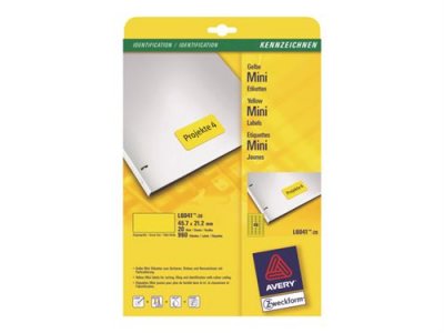 AVERY Etiquettes  L6041 - laser - 45.7 x 21.2 mm - jaune - bo&icirc;te de 960