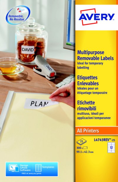 AVERY Etiquettes enlevables  99.1x42.3 - Pochette de 300