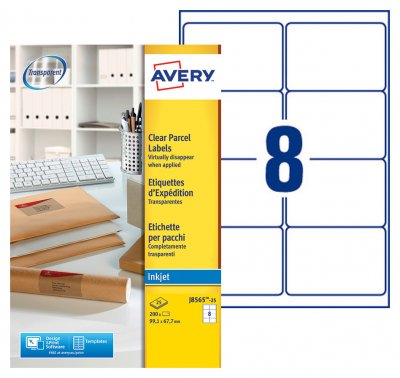 AVERY Etiquettes invisibles  J8565.25 - jet d'encre -  format 9.91 x 6.77 cm