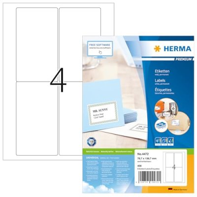 HERMA Etiquettes universelles PREMIUM, 78,7 x 139,7 mm,