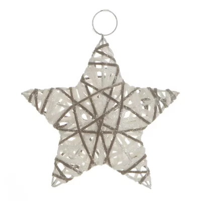 FEERIC LIGHTS AND CHRISTMAS Etoile de No&euml;l paillet&eacute;e &agrave; suspendre - Diam. 15 cm - Blanc