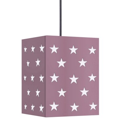 TOSEL Etoiles suspension t&ocirc;le acier laser - 18x18x60 cm - mauve 13913
