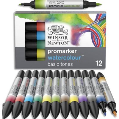 WINSOR & NEWTON Etui 12 Promarker Watercolour tons basiques