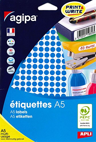GENERIQUE Etui A5 2940 &Eacute;tiquettes Rondes Bleus 8 Diam - Marque: Agipa