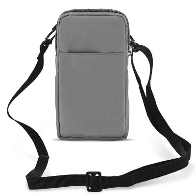 AVIZAR Etui Ceinture Smartphone Passant Ceinture Mousqueton Lani&egrave;re 2 Poches argent