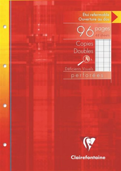 CLAIREFONTAINE Etui Copies doubles  D&eacute;ficients visuels 96 pages