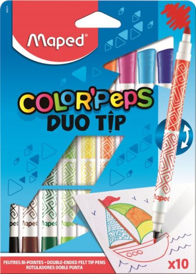 MAPED Etui de 10 feutres  Duo Tip Color'Peps