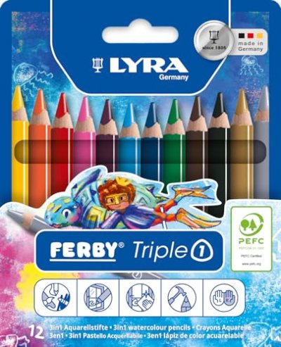 LYRA Etui de 12 crayons de couleur  Triple One couleurs assorties