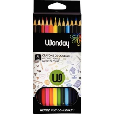 WONDAY Etui de 12 crayons de couleur  - coloris assortis
