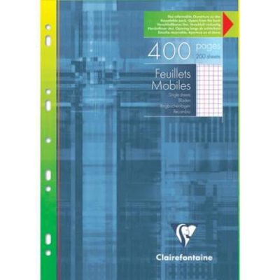 CLAIREFONTAINE Etui de 400 feuillets mobiles 5x5 + Marge A4