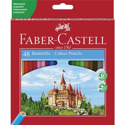 FABER CASTELL Etui de 48 crayons de couleur Ch&acirc;teau assortis + un taille-crayon