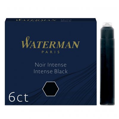 WATERMAN Etui de 6 cartouches courtes d&rsquo;encre  Noir intense