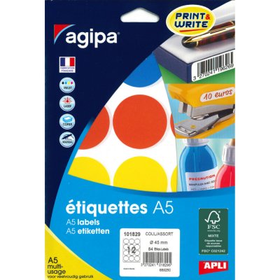 GENERIQUE Etui de 84 pastilles diam&egrave;tre 45 mm - AGIPA - Couleurs assorties
