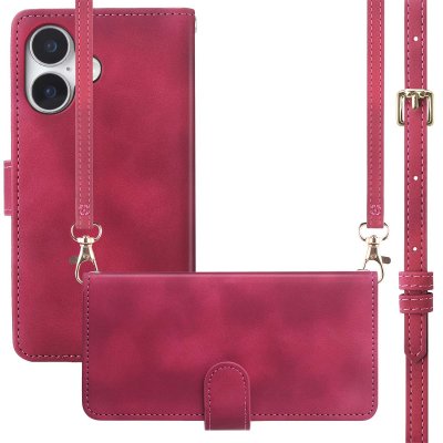 IMOSHION Etui de t&eacute;lephone portefeuille avec cordon pour iPhone 17 - Rouge