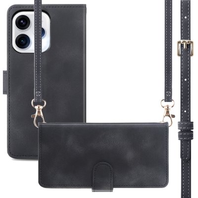 IMOSHION Etui de t&eacute;lephone portefeuille avec cordon pour Oppo Reno15 (5G) - Noir