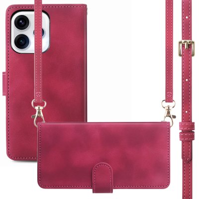 IMOSHION Etui de t&eacute;lephone portefeuille avec cordon pour Oppo Reno15 (5G) - Rouge