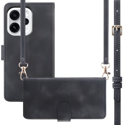 IMOSHION Etui de t&eacute;lephone portefeuille avec cordon pour Oppo Reno15 F (5G) - Noir
