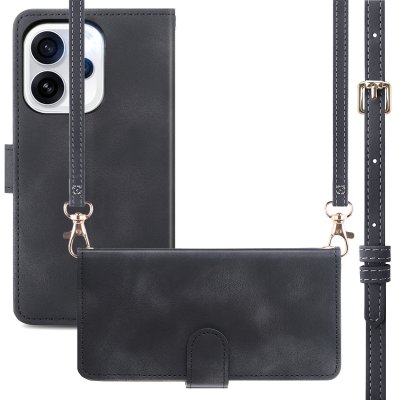IMOSHION Etui de t&eacute;lephone portefeuille avec cordon pour Oppo Reno15 Pro (5G) - Noir