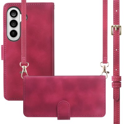 IMOSHION Etui de t&eacute;lephone portefeuille avec cordon pour Samsung Galaxy A27 (5G) - Rouge