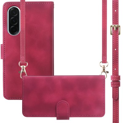 IMOSHION Etui de t&eacute;lephone portefeuille avec cordon pour Samsung Galaxy A37 (5G) - Rouge