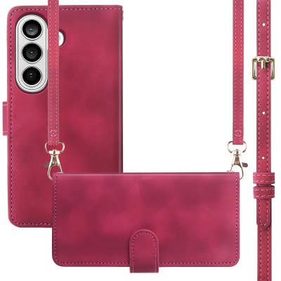 IMOSHION Etui de t&eacute;lephone portefeuille avec cordon pour Samsung Galaxy S26 - Rouge