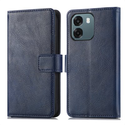 IMOSHION Etui de t&eacute;lephone portefeuille de luxe pour Oppo A6 (5G) - Bleu fonc&eacute;