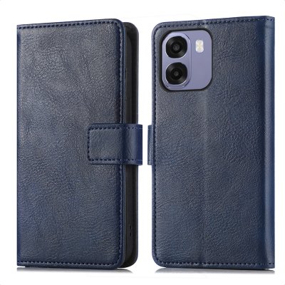 IMOSHION Etui de t&eacute;lephone portefeuille de luxe pour Oppo A6x (4G/5G) - Bleu fonc&eacute;