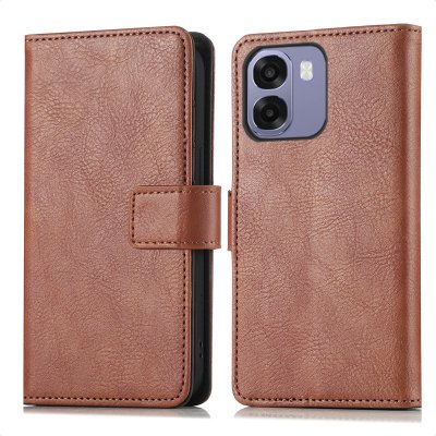 IMOSHION Etui de t&eacute;lephone portefeuille de luxe pour Oppo A6x (4G/5G) - Marron