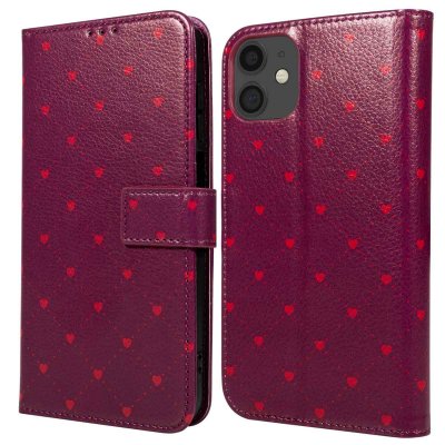 IMOSHION Etui de t&eacute;lephone portefeuille Design pour iPhone 12 (Pro) - Crush Check Coral Dust