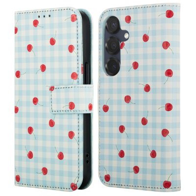IMOSHION Etui de t&eacute;lephone portefeuille Design pour Samsung Galaxy S25 - Cherry Check