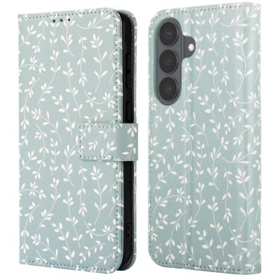 IMOSHION Etui de t&eacute;lephone portefeuille Design pour Samsung Galaxy S26 - Smoke Green Flowers