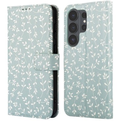 IMOSHION Etui de t&eacute;lephone portefeuille Design pour Samsung Galaxy S26 Ultra - Smoke Green Flowers