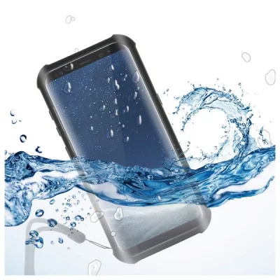 KSIX Etui &eacute;tanche Samsung Galaxy S8 Aqua Case Noir Transparent