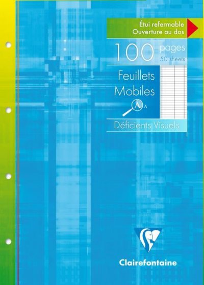 CLAIREFONTAINE Etui feuillets mobiles de 100 pages A4  21 x 29,7 cm Bleu