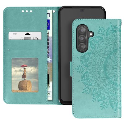 AVIZAR Etui Fleurs Mandala pour Samsung Galaxy A26 Portefeuille Dragonne Vert