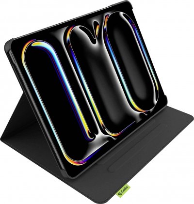 GECKO COVERS Etui Folio pour iPad Pro 13 &agrave; Base de Cuir de Cactus Antichoc et Durable Noir