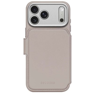 DECODED Etui Folio pour iPhone 17 Pro MagSafe en Cuir avec Coque D&eacute;tachable Beige