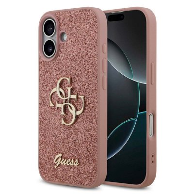 GUESS Etui  Fixed Glitter Big 4G pour iPhone 17 rose - Neuf