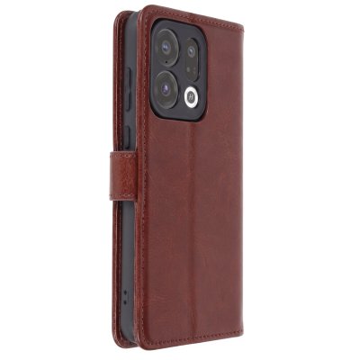 AVIZAR Etui Oppo Find X9 Effet Cuir Vintage Support Porte-cartes Marron