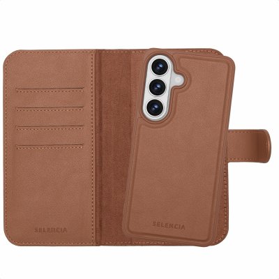 SELENCIA Etui portefeuille amovible Olyn avec MagSafe pour Samsung Galaxy S26 - Marron
