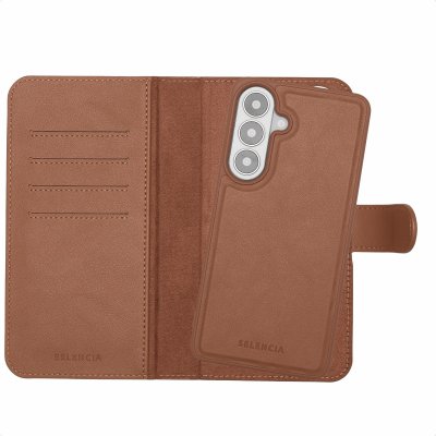 SELENCIA Etui portefeuille amovible Olyn avec MagSafe pour Samsung Galaxy S26 Plus - Marron
