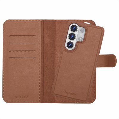 SELENCIA Etui portefeuille amovible Olyn avec MagSafe pour Samsung Galaxy S26 Ultra - Marron